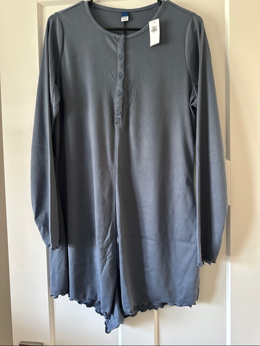 Old Navy Long Sleeve Pointelle Henley Pajama Romper